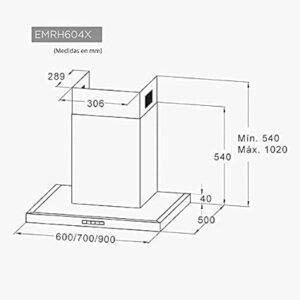 Hotte Décorative EAS ELECTRIC 60cm Type T 400M3 / H Inox EMRH604X