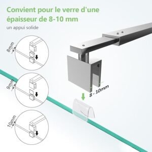 BRAS de Fixation pour Latéral Paroi de Douche Fixe Extensible 120cm Chrome