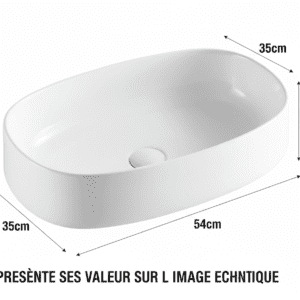 Vasque à Poser 1002GW 54x35x14cm Blanc Brillant