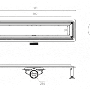 Caniveau de Douche à Carreler WAY LINE 600 x 60mm BK4024032