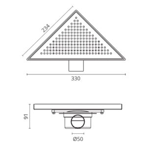 Siphon D’Angle Sol de Douche SQUARE 230×230 mm BK4020511
