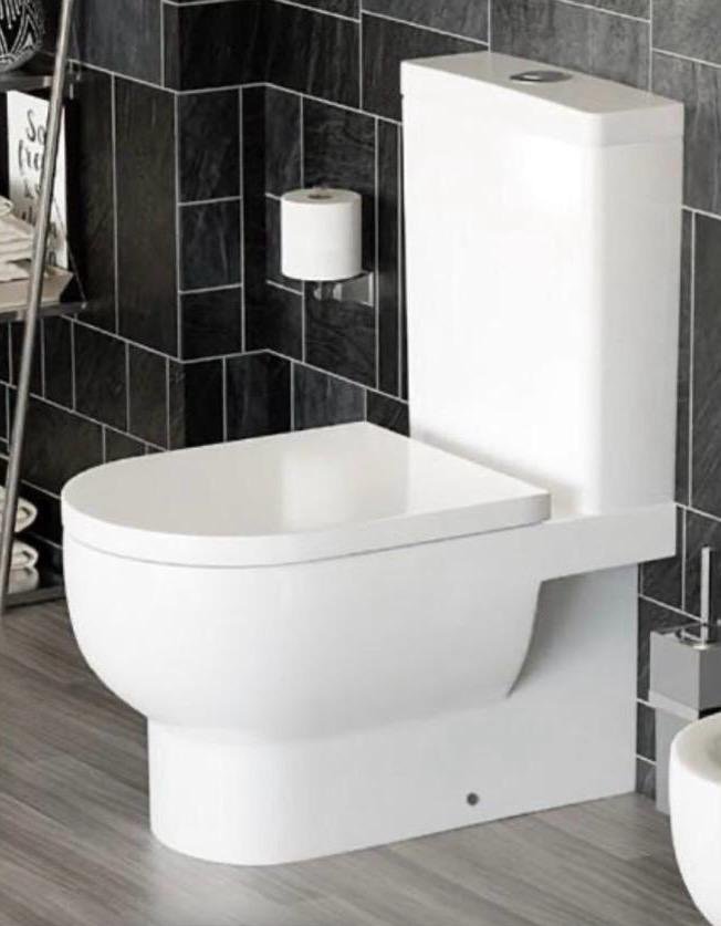 WC sur Pied Compact SIENA Sortie Verticale Blanc Brillant