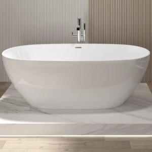 Baignoire en Acrylique LOIRA Blanc Mat avec Vidage Automatique 170x75x59cm