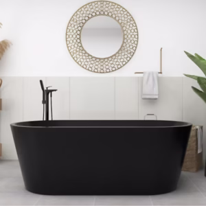 Baignoire Ilot en Acrylique DANUBIO Noir Mat avec Vidage Automatique 170x80x60cm