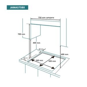 Plaque à gaz JOHNSON Top Inox 5 Foyers 75cm JAMA575BX