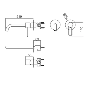 Mitigeur Mural pour Lavabo MOSCU Anti-Corrosion Inox Brossé GLT023/AC