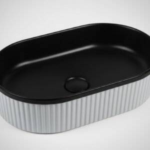 Vasque à Poser 3018CA05M 49x31x13cm Ext Blanc Rugueux Mat/Int Noir Mix