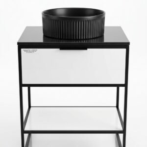 Meuble Sur Pieds 1T STRUCTURE 100x45x85cm Blanc Profilé Noir