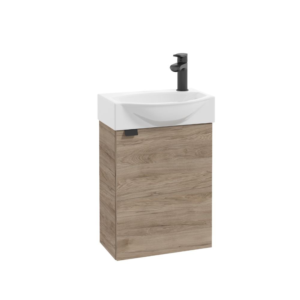 Set Meuble Mini Susp Chêne(Cambrian) 1P 44×22,4x56cm + Lav Blanc CNB429C