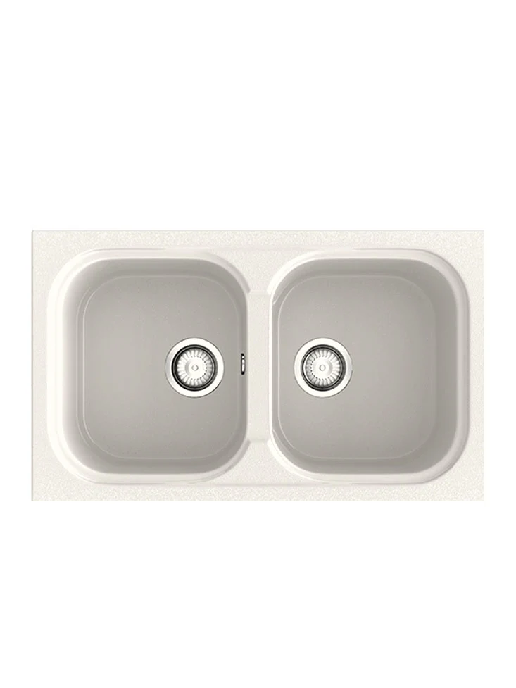 MALAQUITA Évier en Résine 2 Bacs Blanc 82,5×49,5 BL108LMC