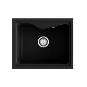 CITY 1C Évier en Résine 1 Bac 61,5×50,5x22cm Noir Ganite Mat BS330C