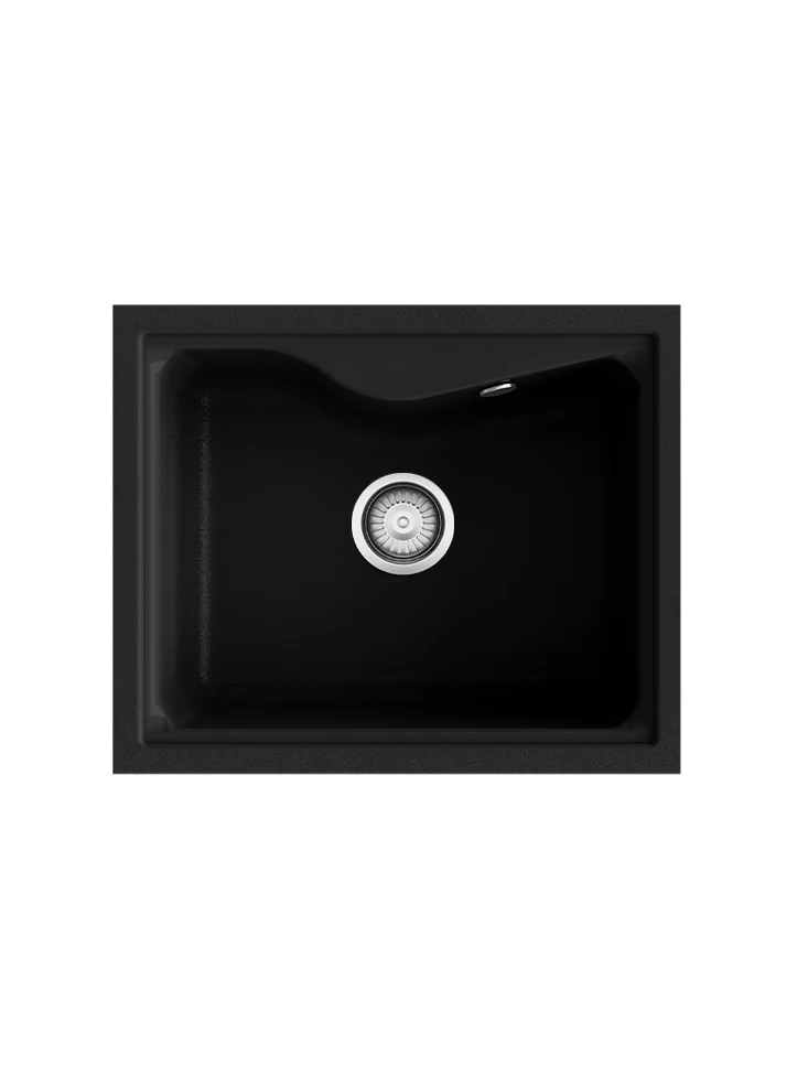 CITY 1C Évier en Résine 1 Bac 61,5×50,5x22cm Noir Ganite Mat BS330C