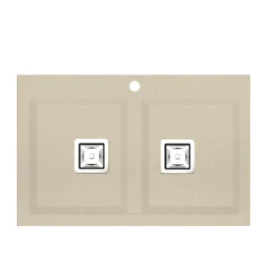 KOBUS 80 Bas Évier en Résine Bas 2 Bacs 80x52x20cm Gris Blanc Neige SW826C