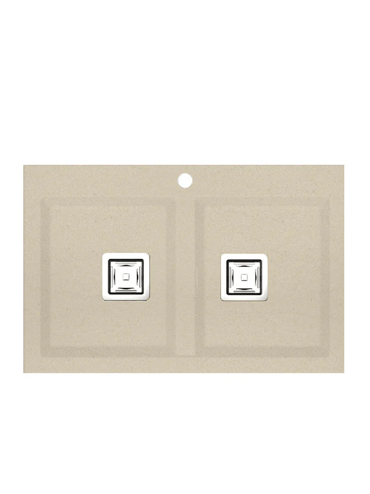 KOBUS 80 Bas Évier en Résine Bas 2 Bacs 80x52x20cm Gris Blanc Neige SW826C