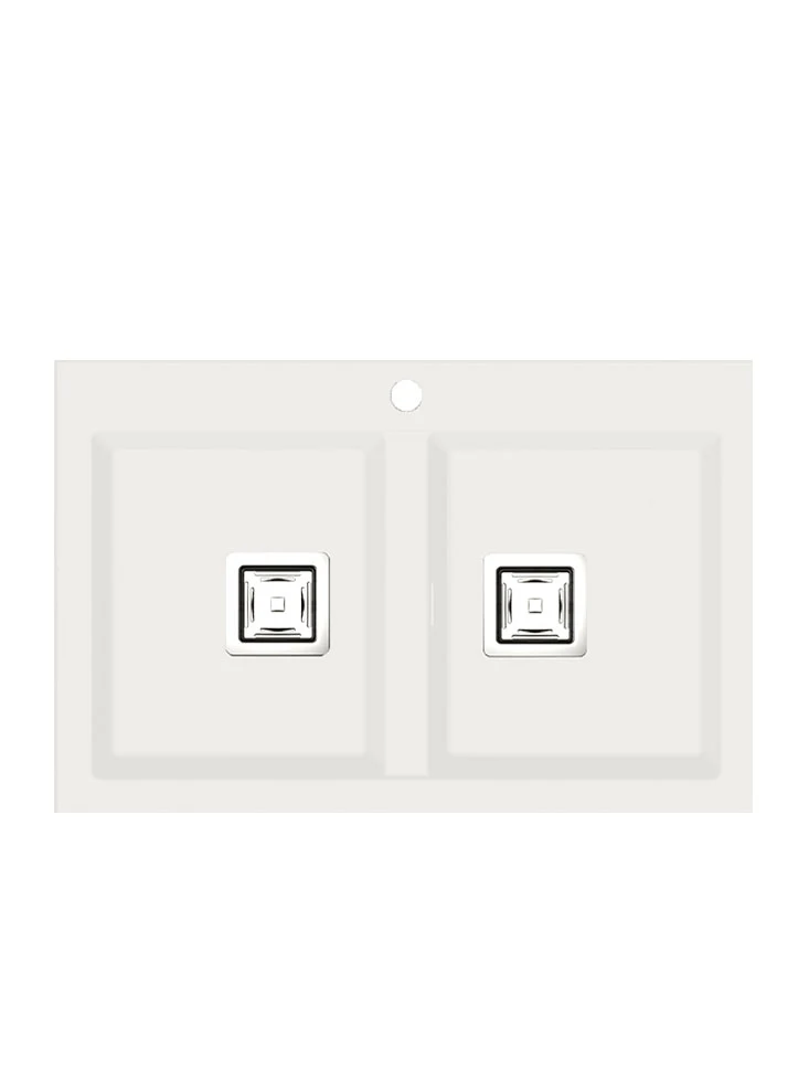 KOBUS 80 Haut Évier en Résine 2 Bacs 80x52x20cm Blanc Mat SW816C