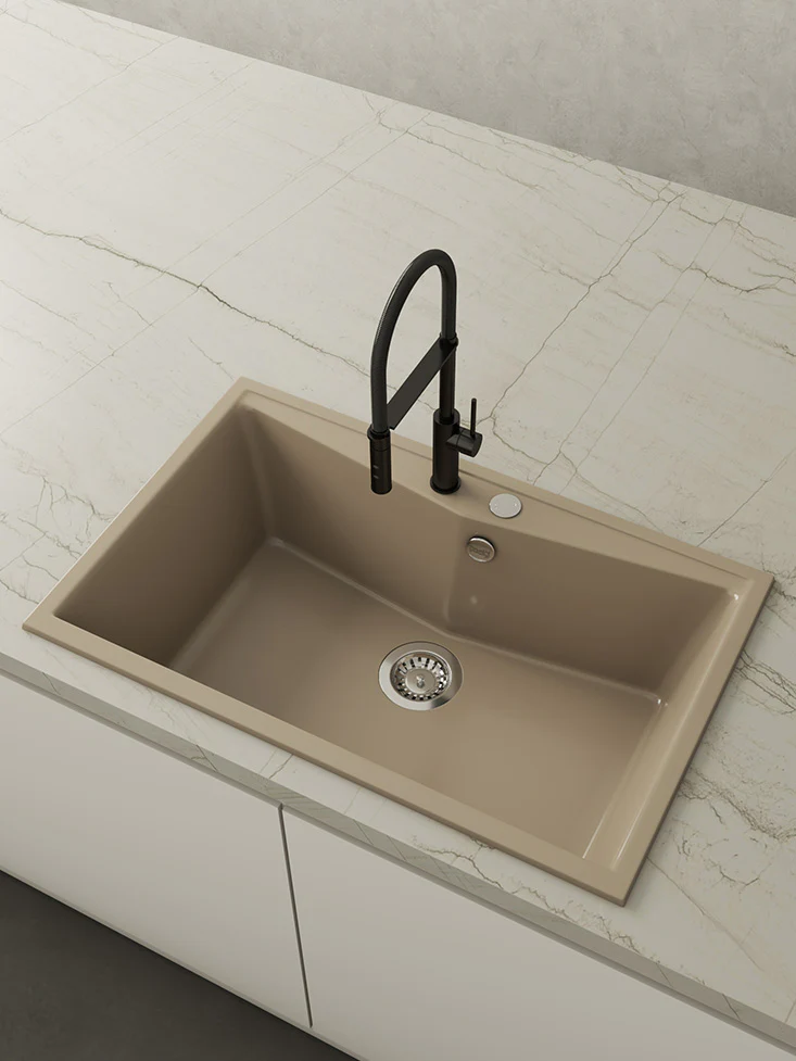 KUMA 80 Évier en Résine 1 Bac 81x51x22cm Métallisé MT302C