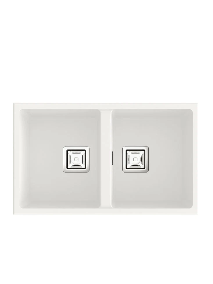 ZIE 70 évier en Résine 2 Bacs 75x45x20cm Blanc Mat BL184C