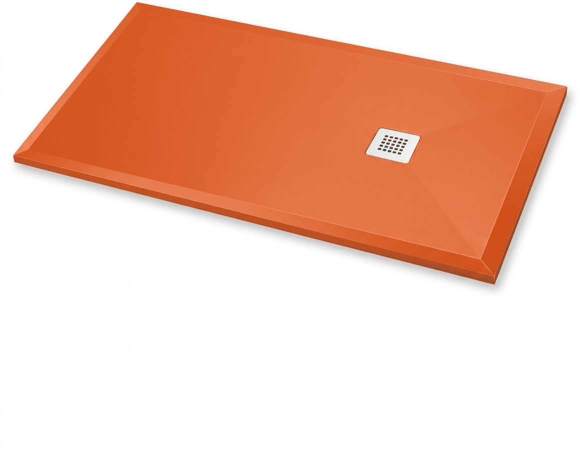 Receveur de Douche en Résine 140x90cm Orange/Blanc + Bonde + Grille
