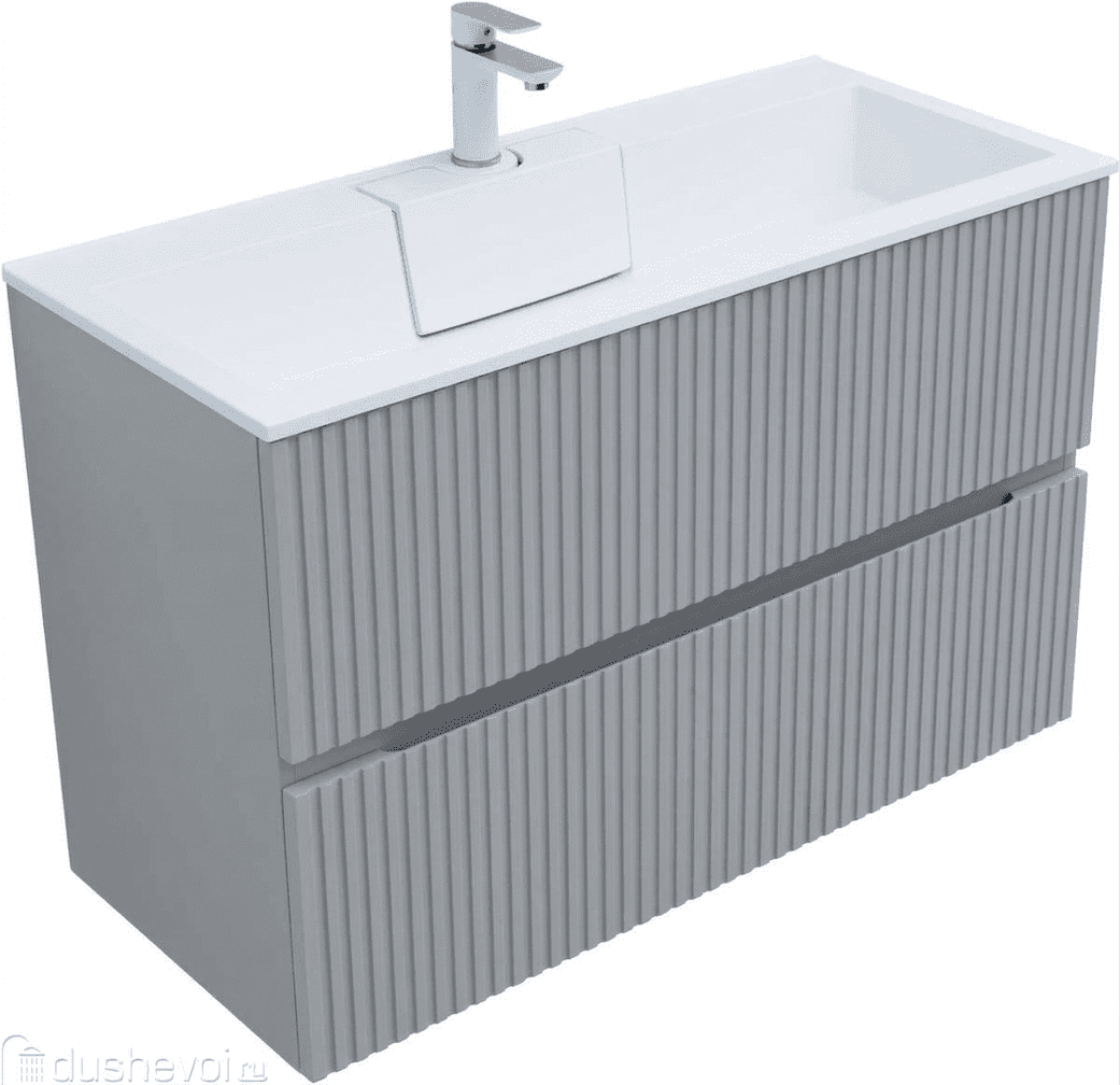 Meuble Susp 2T REBLOCK 100x45x55cm Gris Clair avec Rayures RTBM100