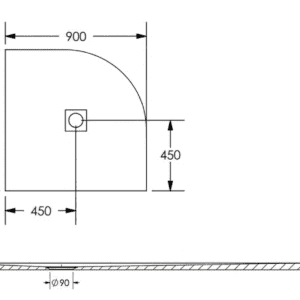 Receveur de Douche en Résine Semi-Circulaire Blanc 90x90cm + Bonde + Grille