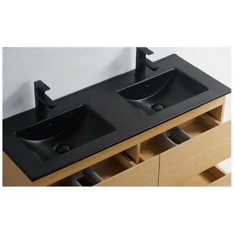 Lavabo à Encastrer Double 121x46x16,5cm ETNA Noir Mat