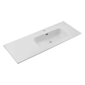 Lavabo à Encastrer avec Bac à Droite 101x46cm Blanc