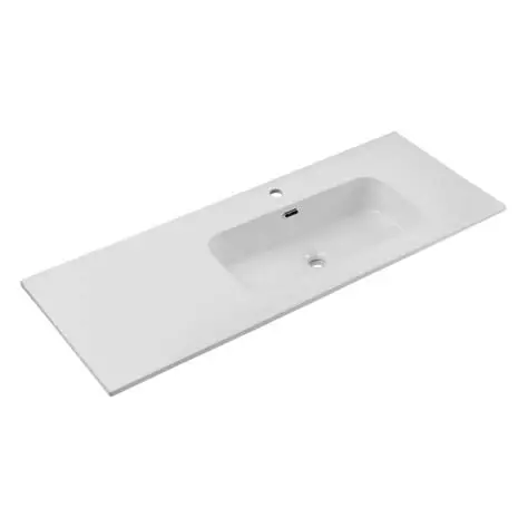 Lavabo à Encastrer avec Bac à Droite 121x46cm Blanc