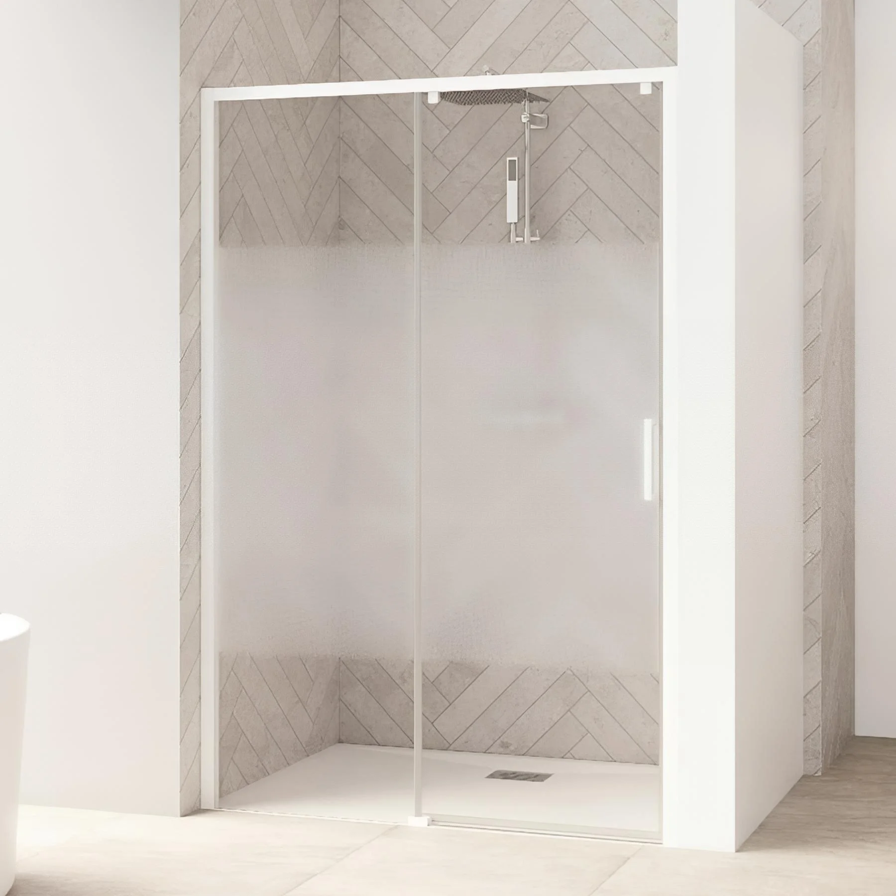 Paroi de Douche Frontale COPENHAGUE 1Fixe+1Coulissante 164/168x195cm Chr/Transp 26798