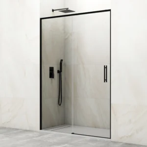 Paroi de Douche Frontale COSMOS 1Fixe+1Coulissante 110x195cm Noir/Transp CASTEL CS1110NEGRO