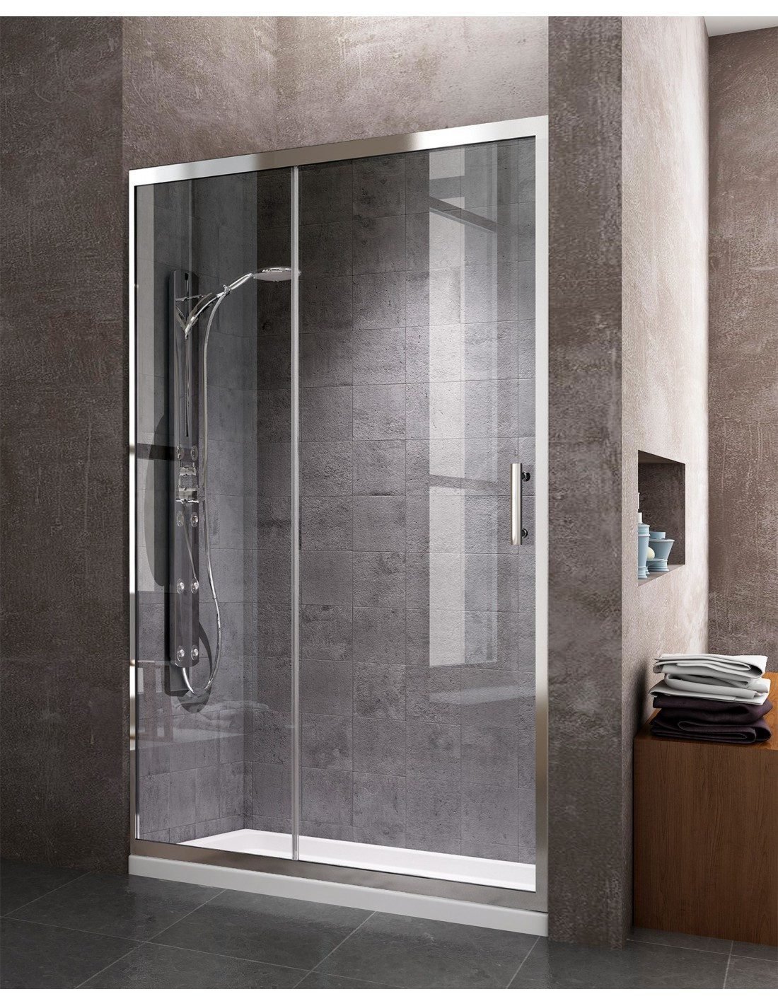 Paroi de Douche Frontale VELA 150x190cm 1Fixe+1Coulissante Chr/Transp CTESI DB0573160