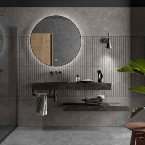 Plan avec Lavabo Intégré COMPAKT46 1200mm Mitigeur Mural Gris Pierre 83368