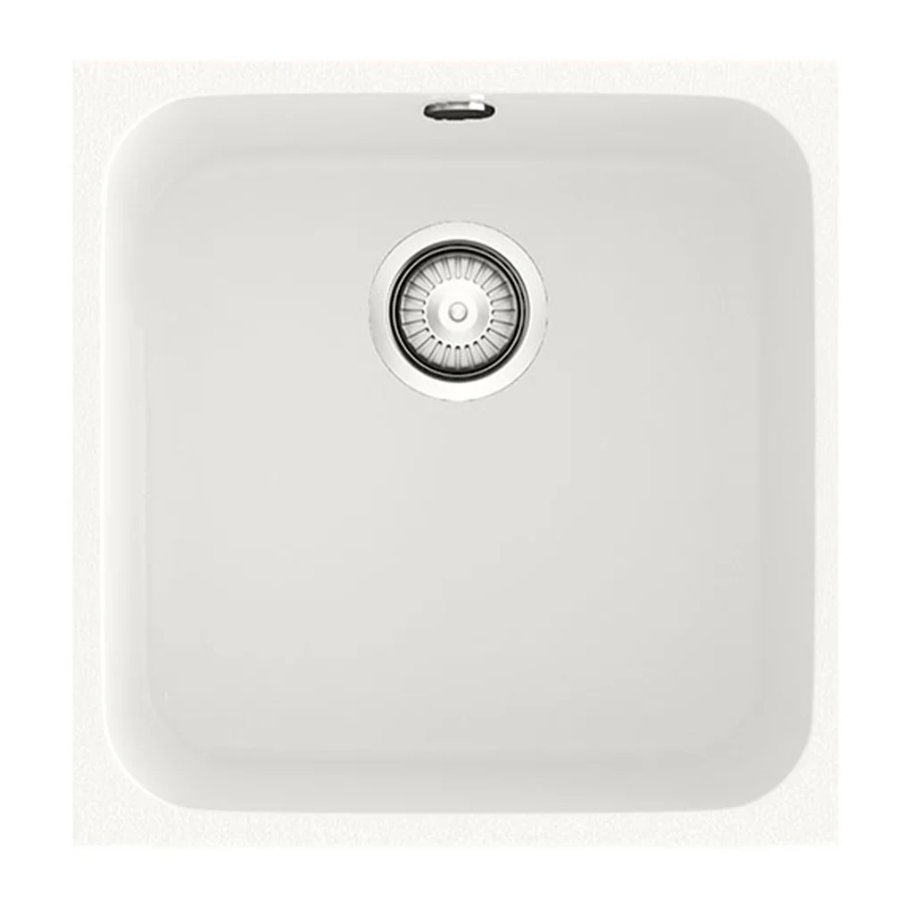 GANDIA 40 Évier en Résine 1 bac 44×44,5x20cm Blanc Mat BL163LMC