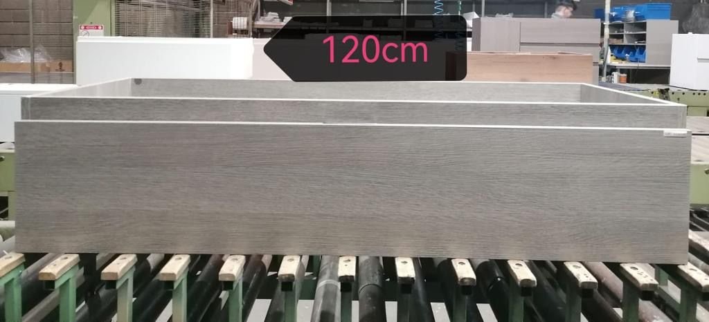 Set Meuble Susp 1T NOA 120x45x28cm Chêne Gris+ Lav 121cm Blanc 65011/120