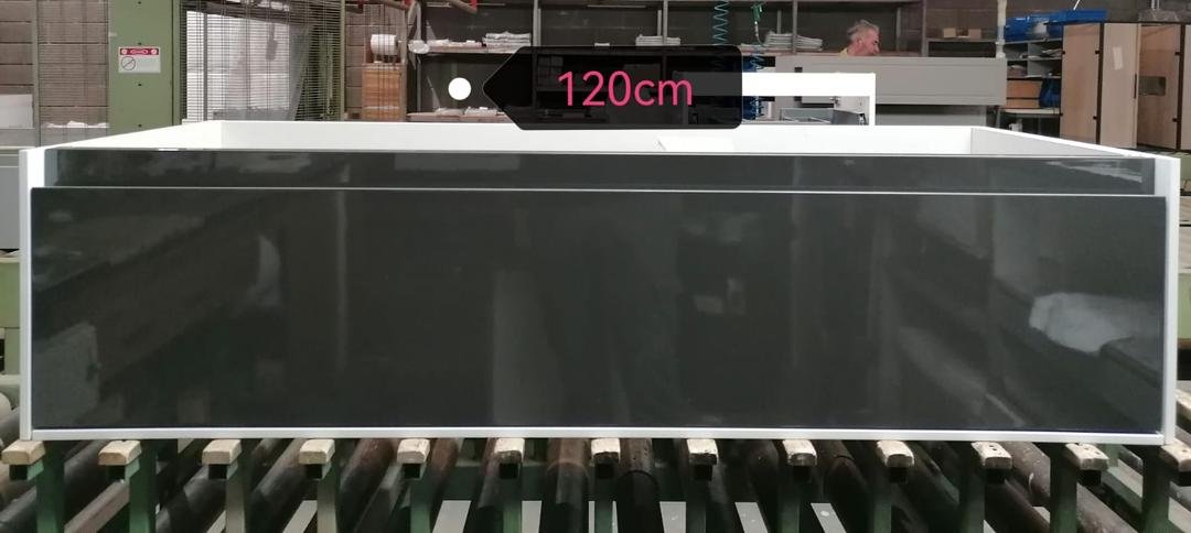 Set Meuble Susp 1T EXCLU 120x45x28cm Anthracite Brillant + Lav Gauche 121cm Blanc 24018/120