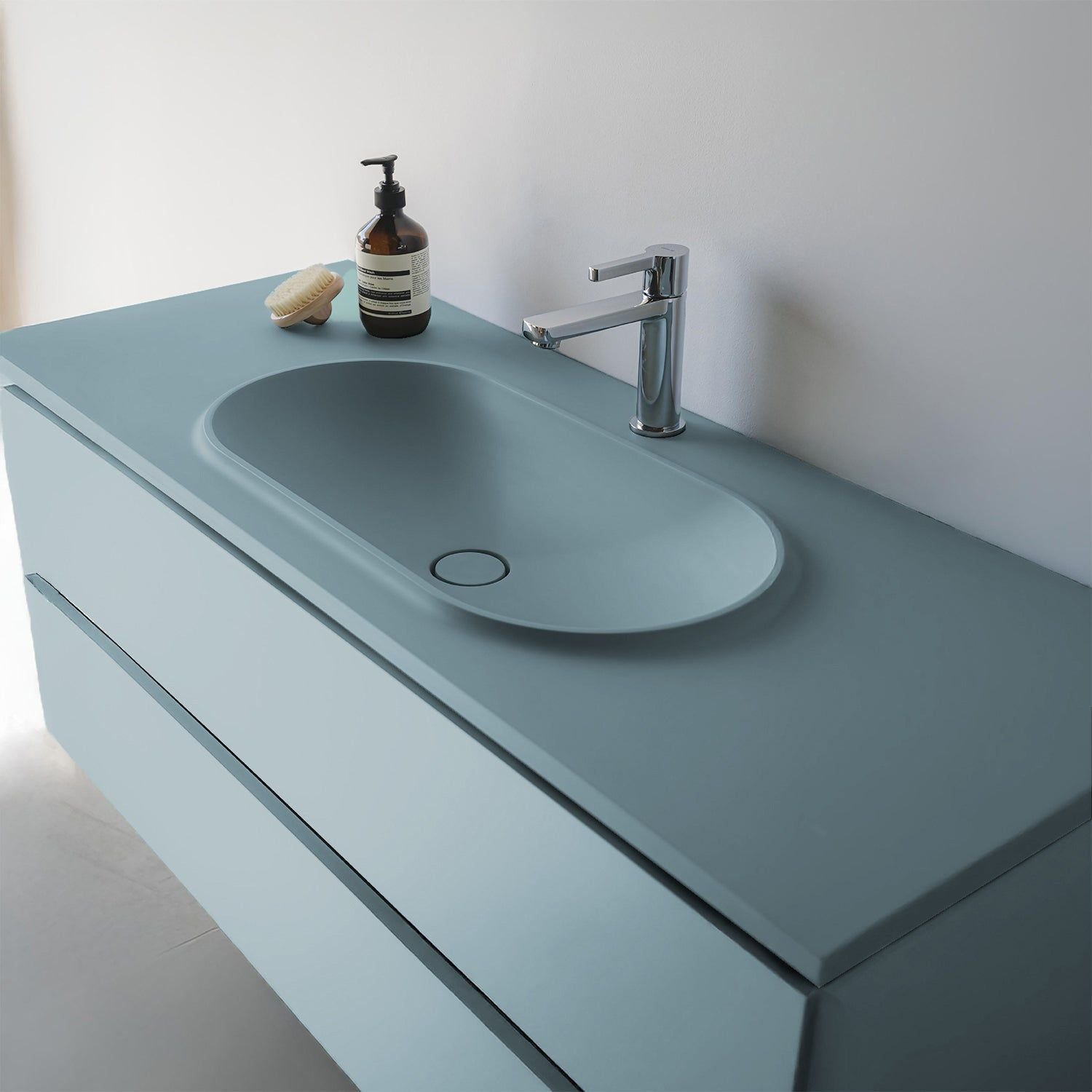Lavabo à Encastrer 80x46x11cm Vert Lichen VL997C