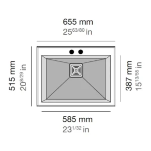 KOBUS 66 Bas Évier en Résine 1Bac 65,5x52x20cm Noir Granite Mat BS822C