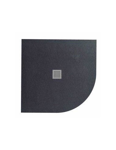 Receveur de Douche en Résine Semi-Circulaire Noir 80x80cm + Bonde + Grille