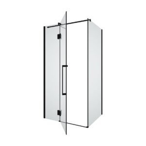 Paroi de Douche Frontale PADEL100A 120x95cm 1Porte Fixe +1Porte Pivotante Noir/Transp PA1120A NEGRO