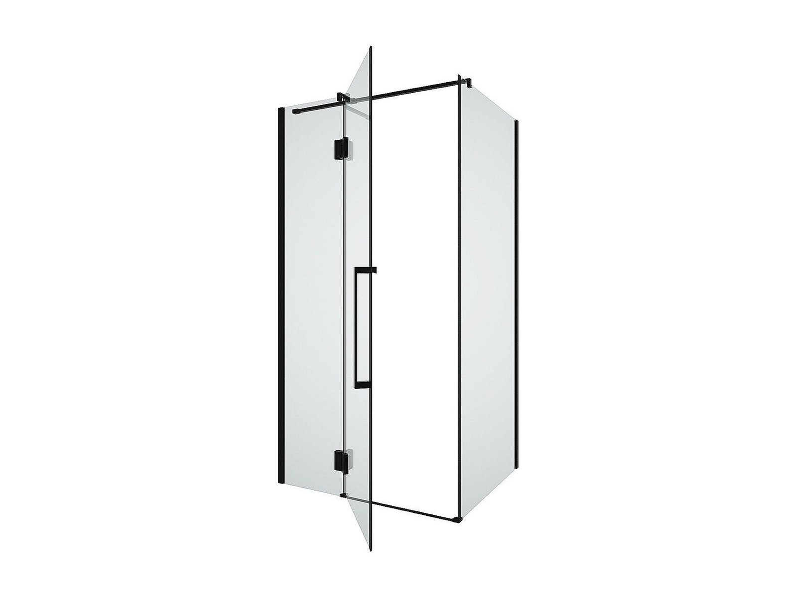 Paroi de Douche Frontale PADEL100A 120x95cm 1Porte Fixe +1Porte Pivotante Noir/Transp PA1120A NEGRO