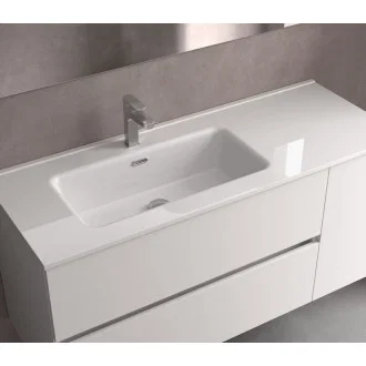 Lavabo à Encastrer avec Bac à Gauche 106x49cm Blanc