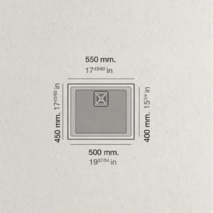 ZIE 50 Évier en Résine 1 Bac 55x45x20cm Noir Mat NL186C