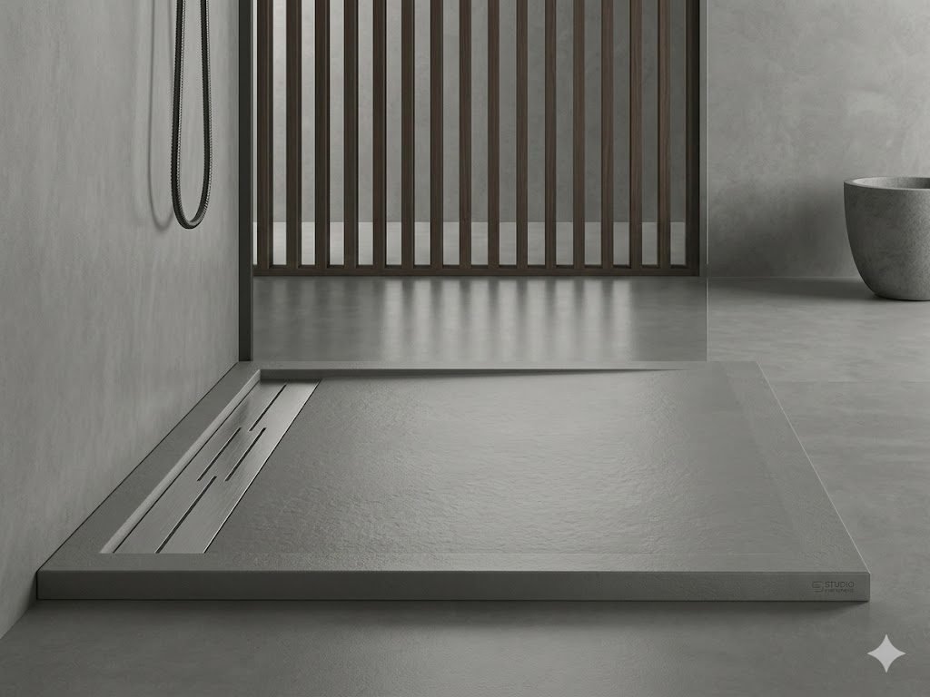 Receveur de Douche en Résine DRACO Blanc 170x70cm + Bonde + Grille Caniveau
