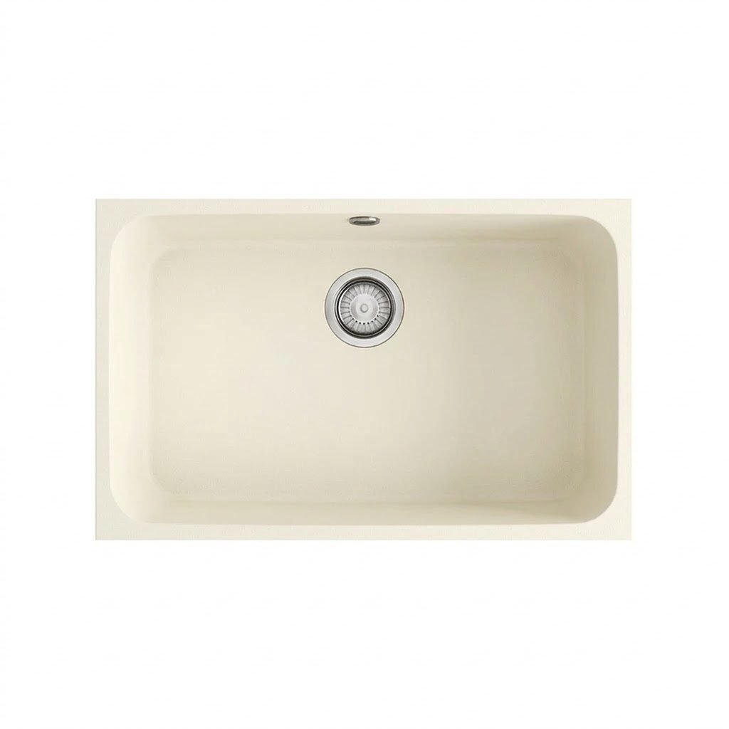 GANDIA 70 Évier en Résine 1 Bac 74×44,5x20cm Blanc Cassé(Pergamon) PG165C